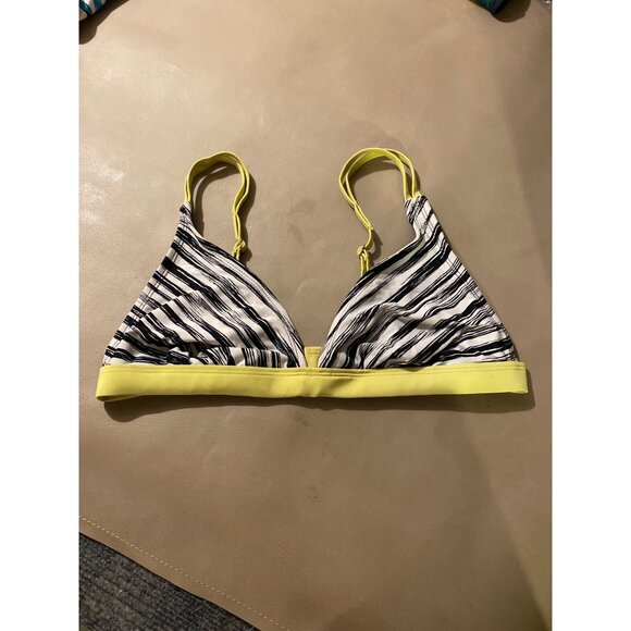Mossimo Stripe Triangle Bikini Top Large Swimsuit Swim Yellow Black - Picture 3 of 5